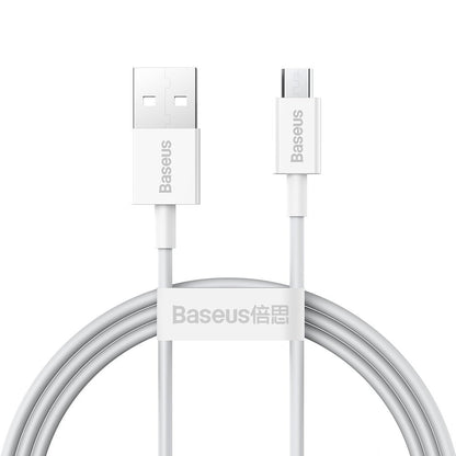 USB-A - microUSB Baseus Superior Series data- og ladekabel, 18W, 2m, Hvit CAMYS-A02