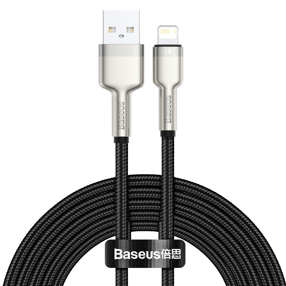 Data- og ladekabel USB-A - Lightning Baseus Cafule Metal Series, 18W, 2m, Svart CALJK-B01