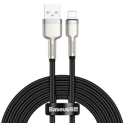 Data- og ladekabel USB-A - Lightning Baseus Cafule Metal Series, 18W, 2m, Svart CALJK-B01
