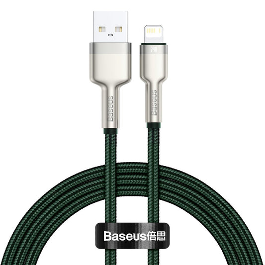 USB-A - Lightning Baseus Cafule Metal Series data- og ladekabel, 18W, 1m, Grønn CALJK-A06