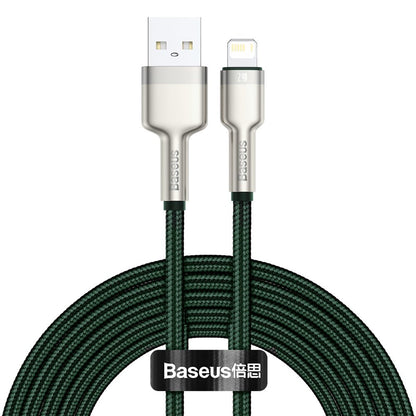 USB-A - Lightning Baseus Cafule Metal Series data- og ladekabel, 18W, 2m, Grønn CALJK-B06