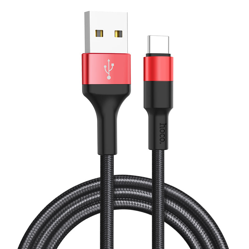 USB-A til USB-C data- og ladekabel HOCO X26 Xpress, 18W, 1m, Svart Rød