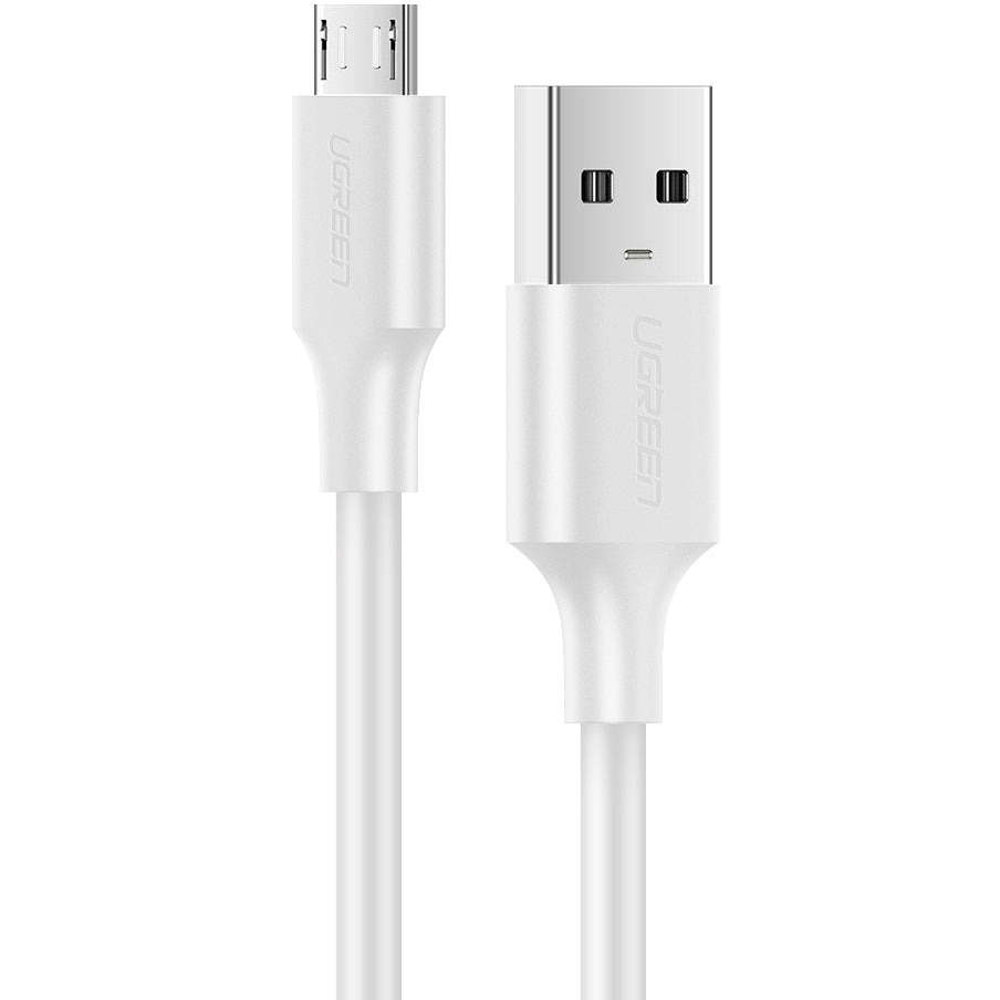 USB-A til microUSB data- og ladekabel UGREEN US289, 18W, 1,5m, hvit