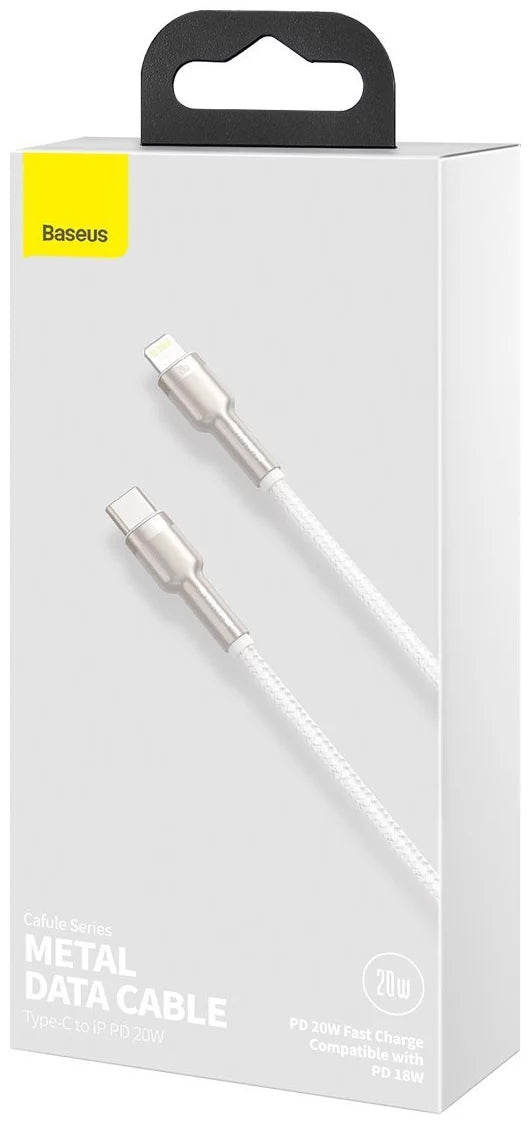 USB-C til Lightning Baseus Cafule Metal Series, 20W, 2m, Hvit CATLJK-B02