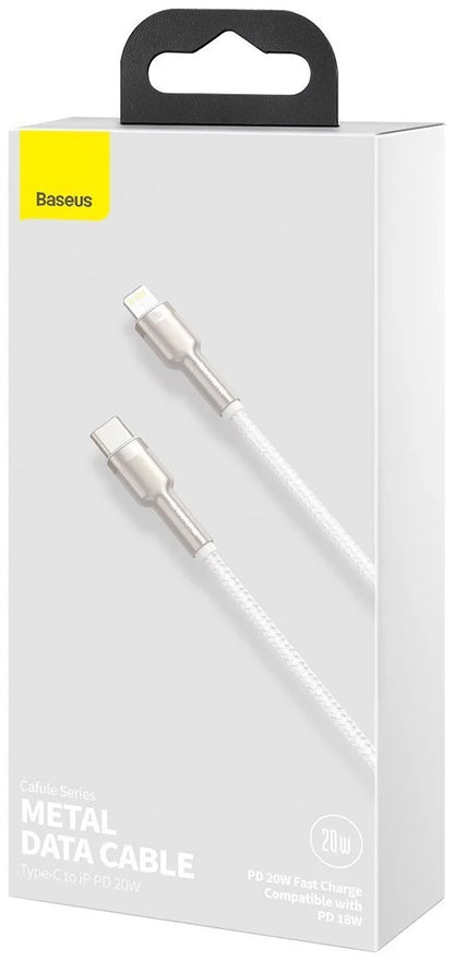 USB-C til Lightning Baseus Cafule Metal Series, 20W, 2m, Hvit CATLJK-B02