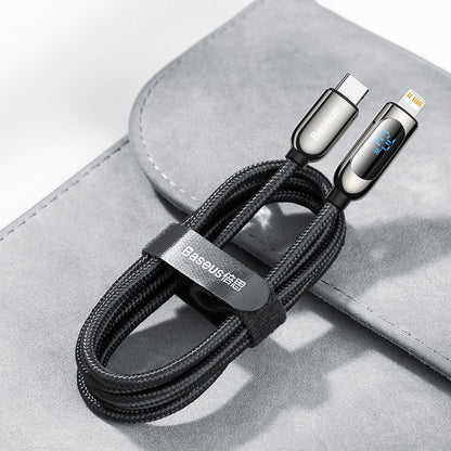 USB-C - Lightning Baseus Display hurtigladingskabel for data og lading, 20 W, 2 m, svart CATLSK-A01 
