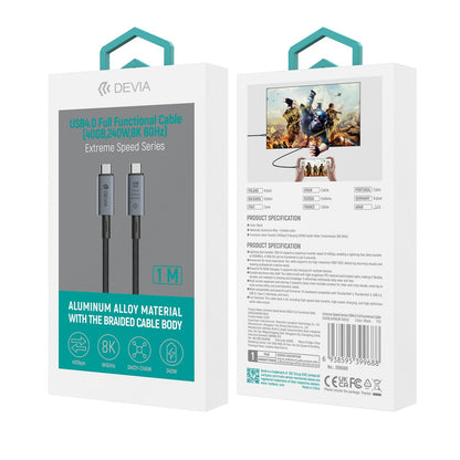USB-C Data- og ladekabel - USB-C DEVIA EC641, 240W, 1m, Svart