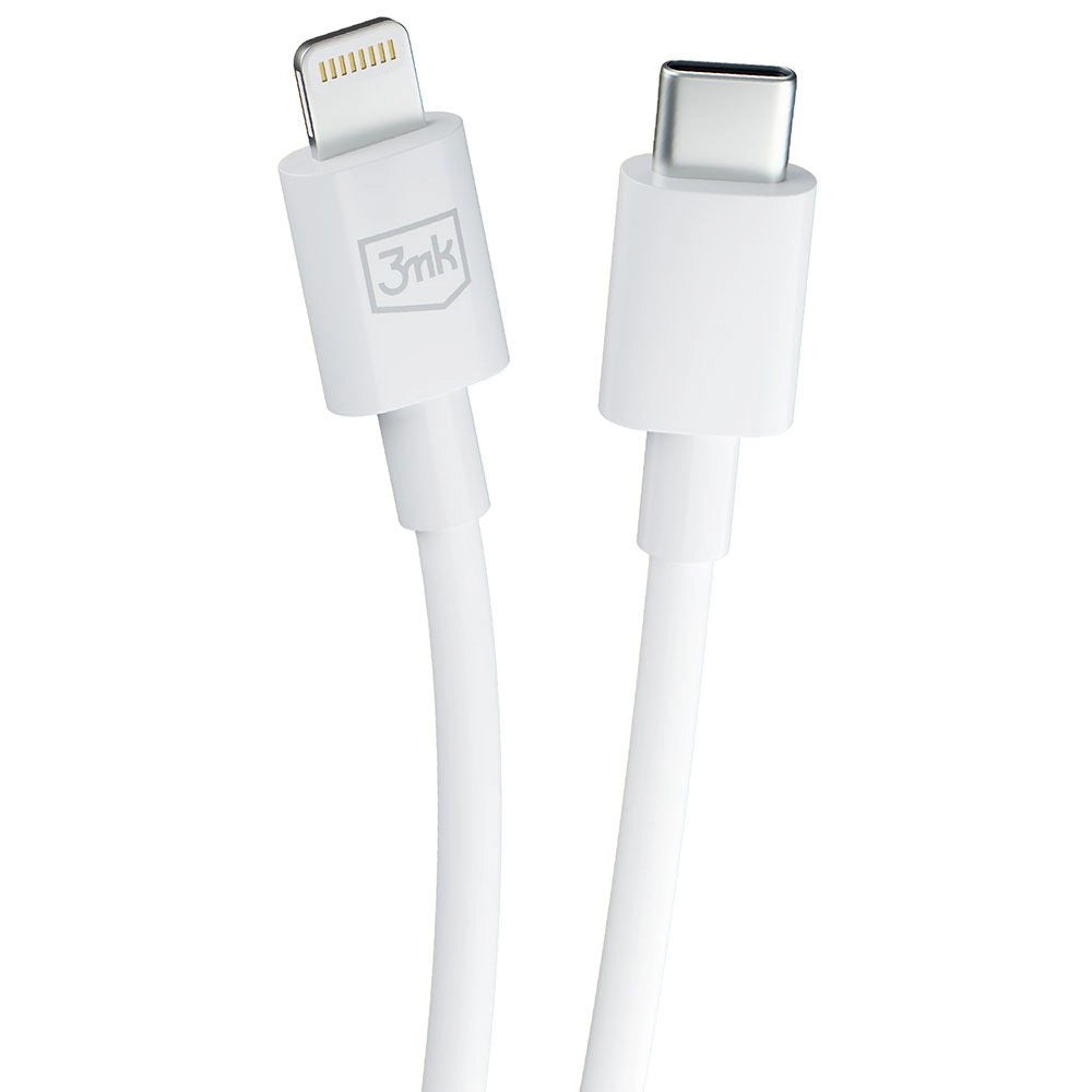 USB-C til Lightning datakabel og ladekabel 3MK Hyper, 20W, 1,2m, hvit