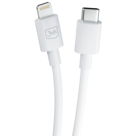 USB-C til Lightning datakabel og ladekabel 3MK Hyper, 20W, 1,2m, hvit