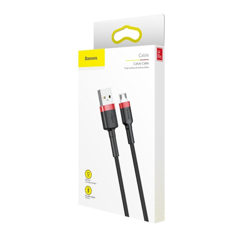 USB-A til microUSB-lade- og datakabel Baseus Cafule, 18W, 2m, Rød