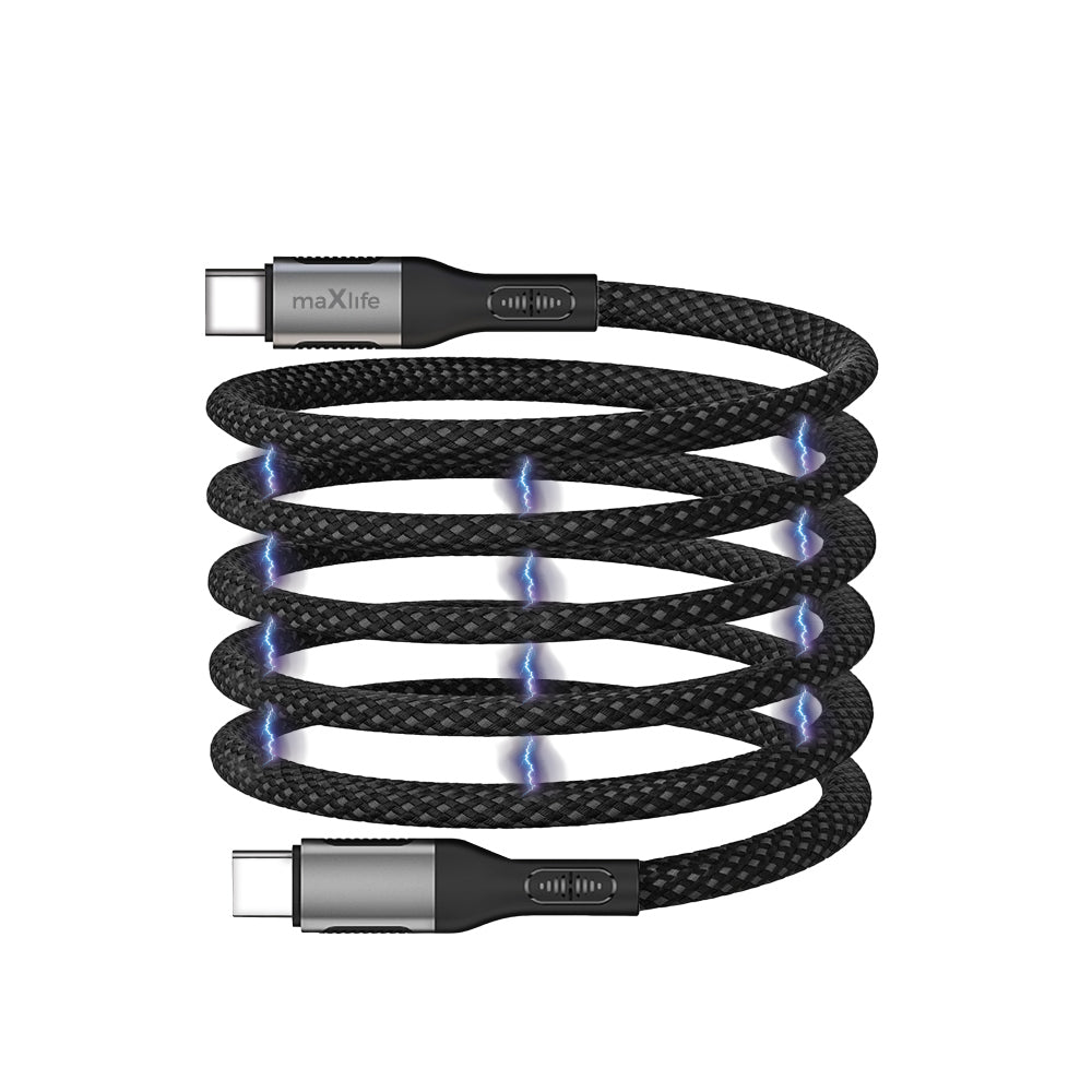 USB-C - USB-C MaXlife MXUC-11 Magnetisk data- og ladekabel, 100W, 1m, Svart