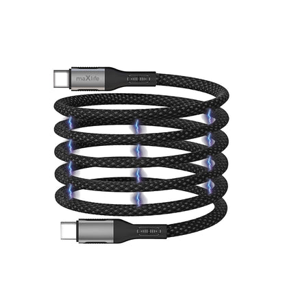 USB-C - USB-C MaXlife MXUC-11 Magnetisk data- og ladekabel, 100W, 1m, Svart
