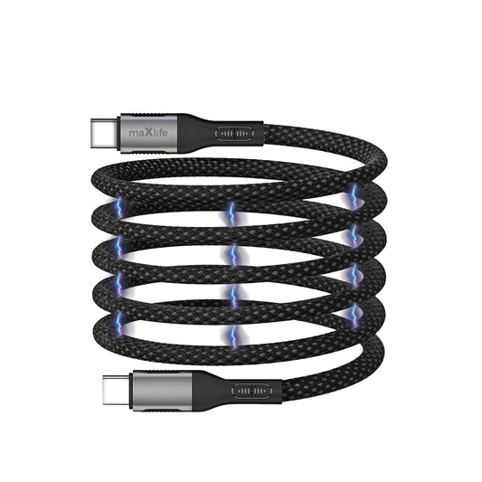 USB-C - USB-C MaXlife MXUC-11 Magnetisk data- og ladekabel, 100W, 1m, Svart