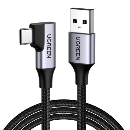 Data- og ladekabel USB-A - USB-C UGREEN US385 Vinklet, 60 W, 1 m, grå 