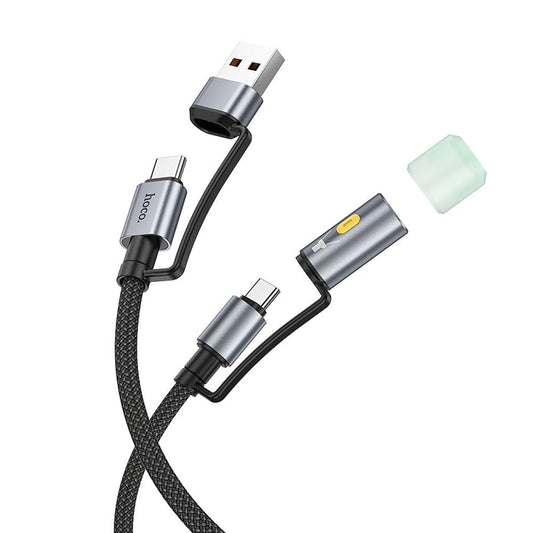 USB-C / USB-A data- og ladekabel - USB-C / LED HOCO U138, 60W, 1.2m, Svart