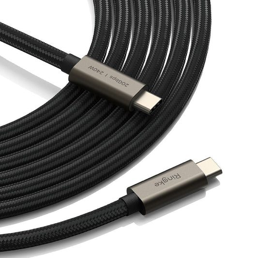 USB-C data- og ladekabel - USB-C Ringke 2X2, 240W, 1m, Svart