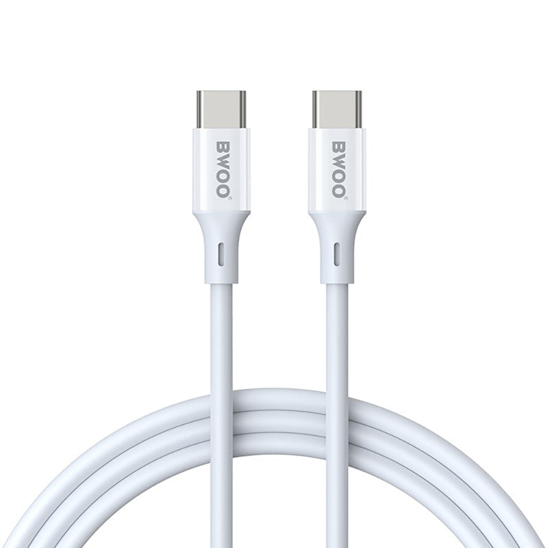 USB-C data- og ladekabel - USB-C BWOO X282, 60W, 1m, Hvit
