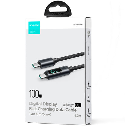 USB-C til USB-C data- og ladekabel Joyroom S-A16 Prism Display, 100W, 1.2m, Svart
