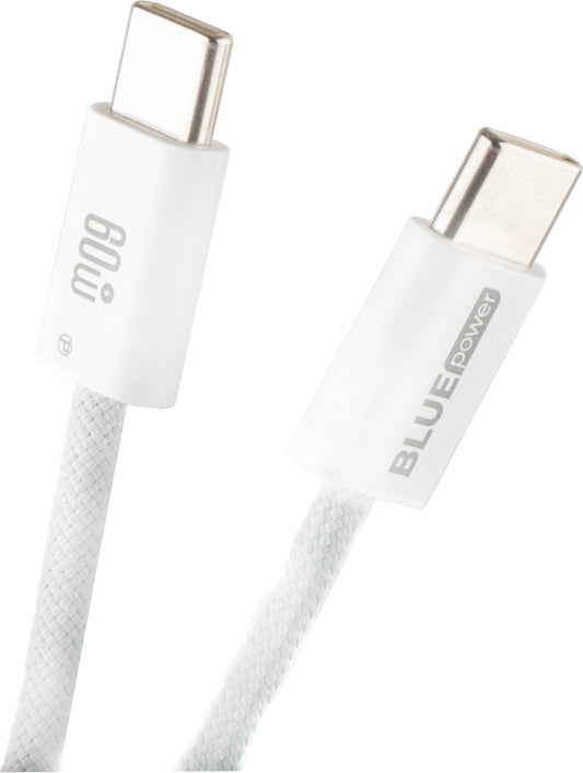 USB-C data- og ladekabel - USB-C Blue Power NB-Q273, 60W, 1m, Hvit