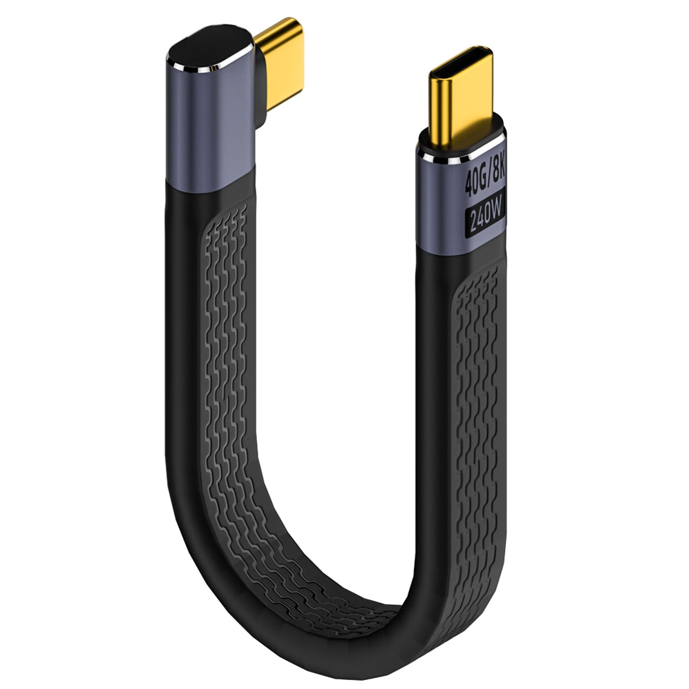USB-C til USB-C OEM Angled 8K Video Version 3 data- og ladekabel, 240W, 0.15m, Svart