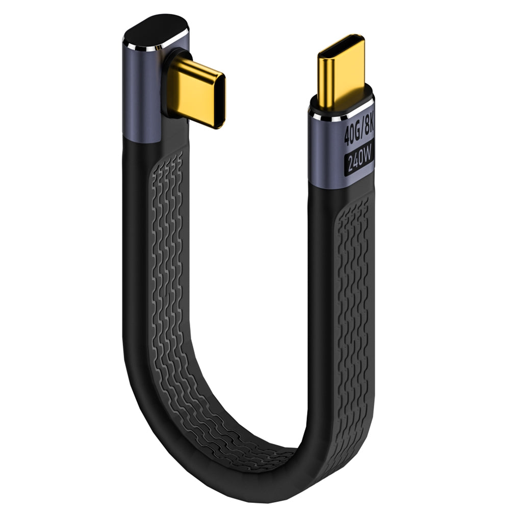 USB-C data- og ladekabel - USB-C OEM Angled 8K Video, 240W, 0.15m, Svart