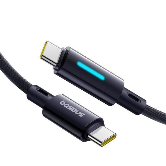 USB-C til USB-C Baseus Lit Button Control data- og ladekabel, 100W, 1m, Svart P10379000121-00