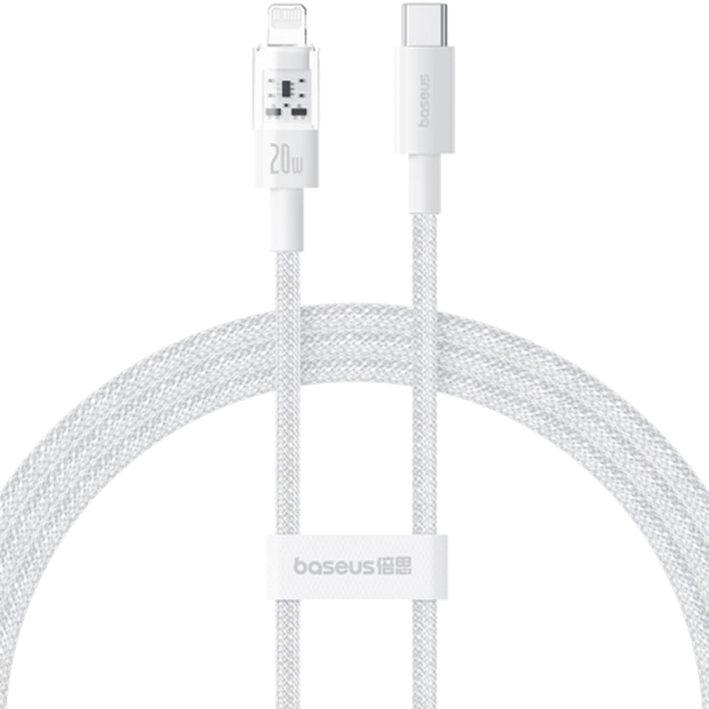 Data- og ladekabel USB-C - Lightning Baseus Gem, 20W, 1m, Hvit P10373001211-00