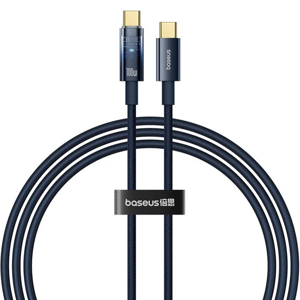 USB-C - USB-C Baseus Explorer data- og ladekabel, 100W, 1m, Marineblå P10319704321-00