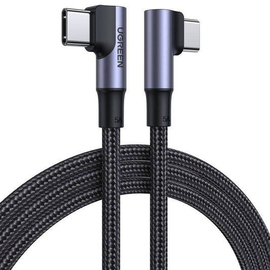 USB-C til USB-C data- og ladekabel UGREEN US335 Angled, 100W, 2m, Svart