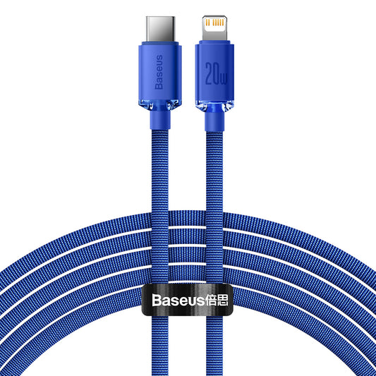 USB-C til Lightning Baseus Crystal Shine Series data- og ladekabel, 20W, 1.2m, Blå CAJY000203