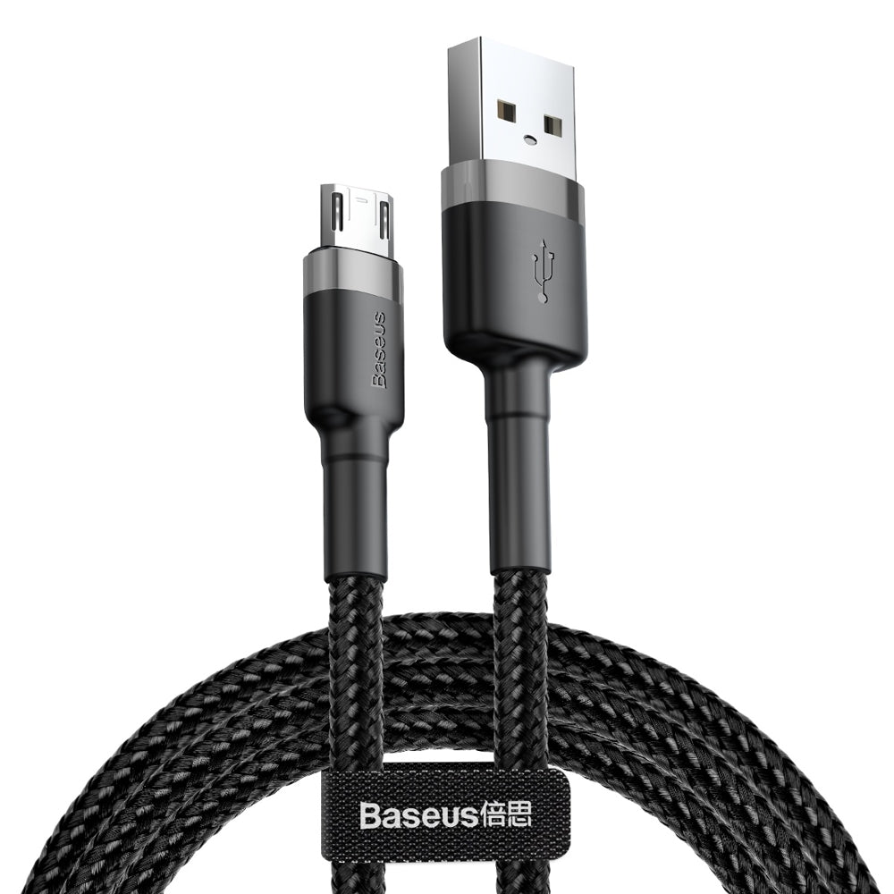 USB-A - microUSB Baseus Cafule data- og ladekabel, 18W, 2m, Grå CAMKLF-CG1