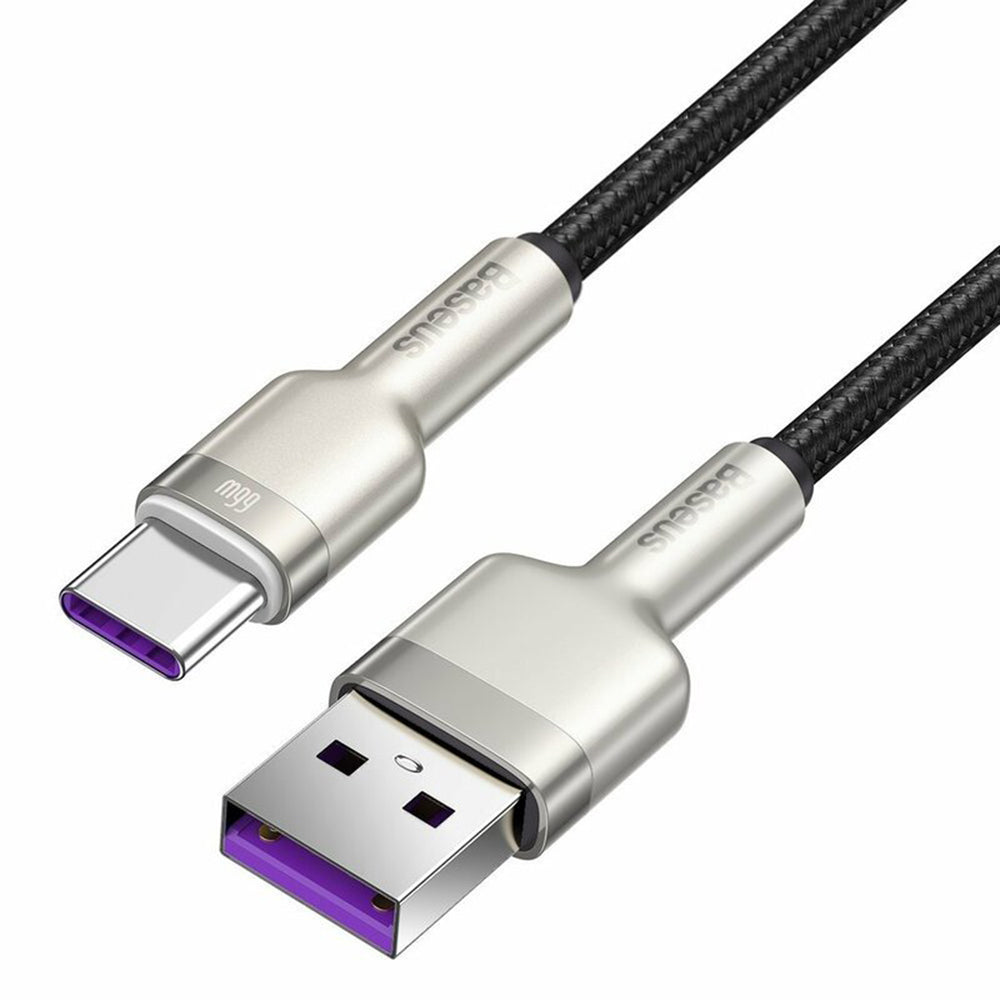 USB-A - USB-C Baseus Cafule Metal Series data- og ladekabel, 66W, 0.25m, Svart CAKF000001