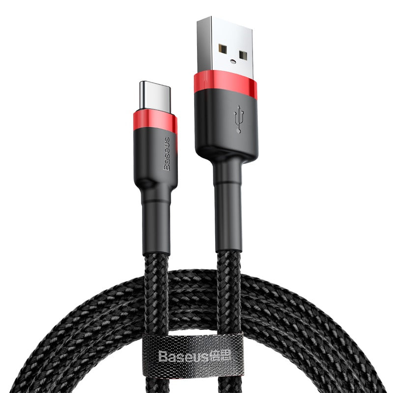 USB-A - USB-C Baseus Cafule data- og ladekabel, 18W, 3m, Rød CATKLF-U91