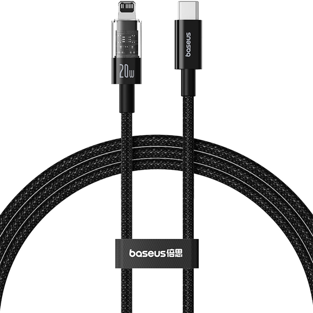 USB-C - Lightning Baseus Gem data- og ladekabel, 20W, 2m, Svart P10373001111-01