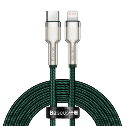 USB-C - Lightning Baseus Cafule Metal Series data- og ladekabel, 20W, 2m, Grønn CATLJK-B06