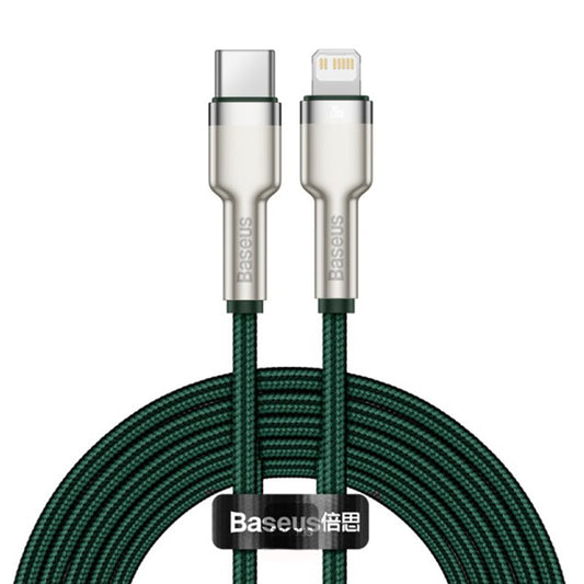 USB-C - Lightning Baseus Cafule Metal Series data- og ladekabel, 20W, 2m, Grønn CATLJK-B06