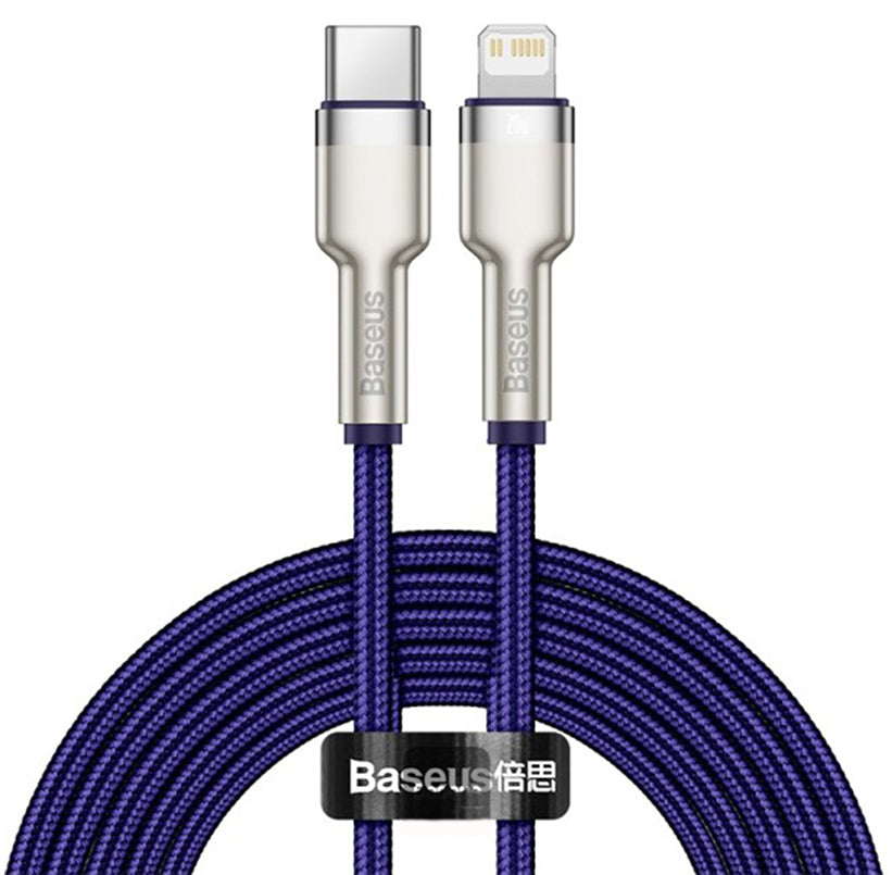 USB-C - Lightning Baseus Cafule Metal Series data- og ladekabel, 20W, 2m, Lilla CATLJK-B05