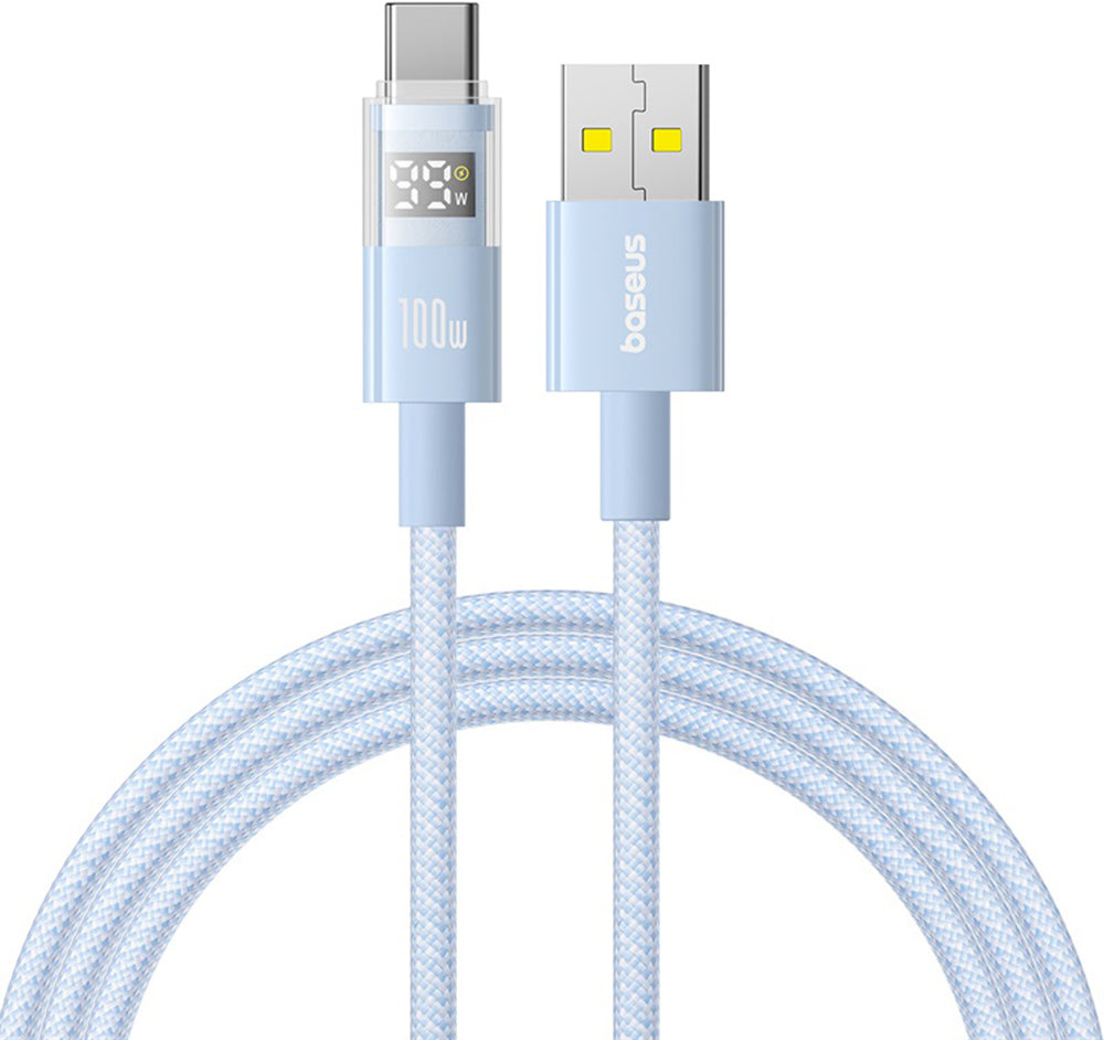USB-A - USB-C Baseus Display 2 data- og ladekabel, 100W, 2m, Blå P10382701311-01
