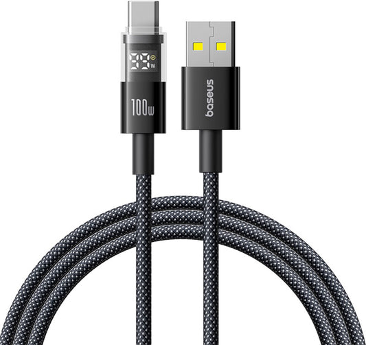 Data- og ladekabel USB-A - USB-C Baseus Display 2, 100W, 2m, Svart P10382701111-00