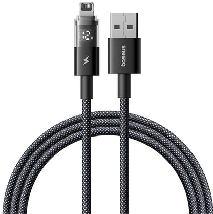 USB-A - Lightning Baseus Display 2 data- og ladekabel, 18W, 1m, Svart P10382700121-00