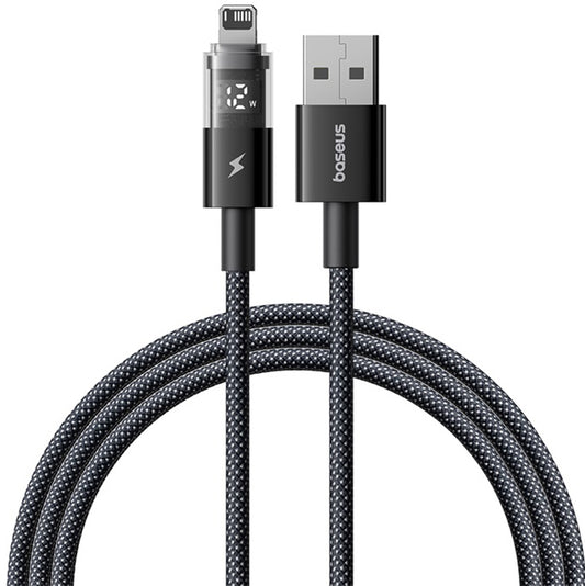 USB-A - Lightning Baseus Display 2 data- og ladekabel, 18W, 1m, Svart P10382700121-00