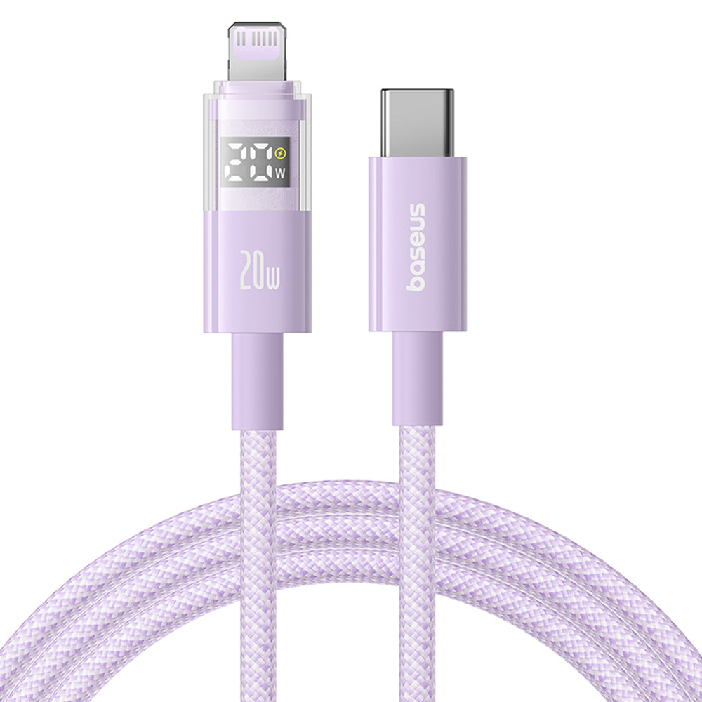 Data- og ladekabel USB-C - Lightning Baseus Display 2, 20W, 1m, Lilla P10382703511-00