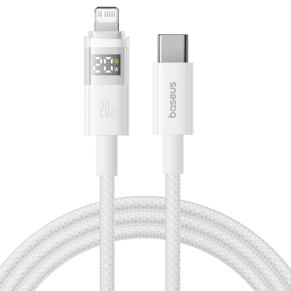 Data- og ladekabel USB-C - Lightning Baseus Display 2, 20W, 2m, Hvit P10382703211-01