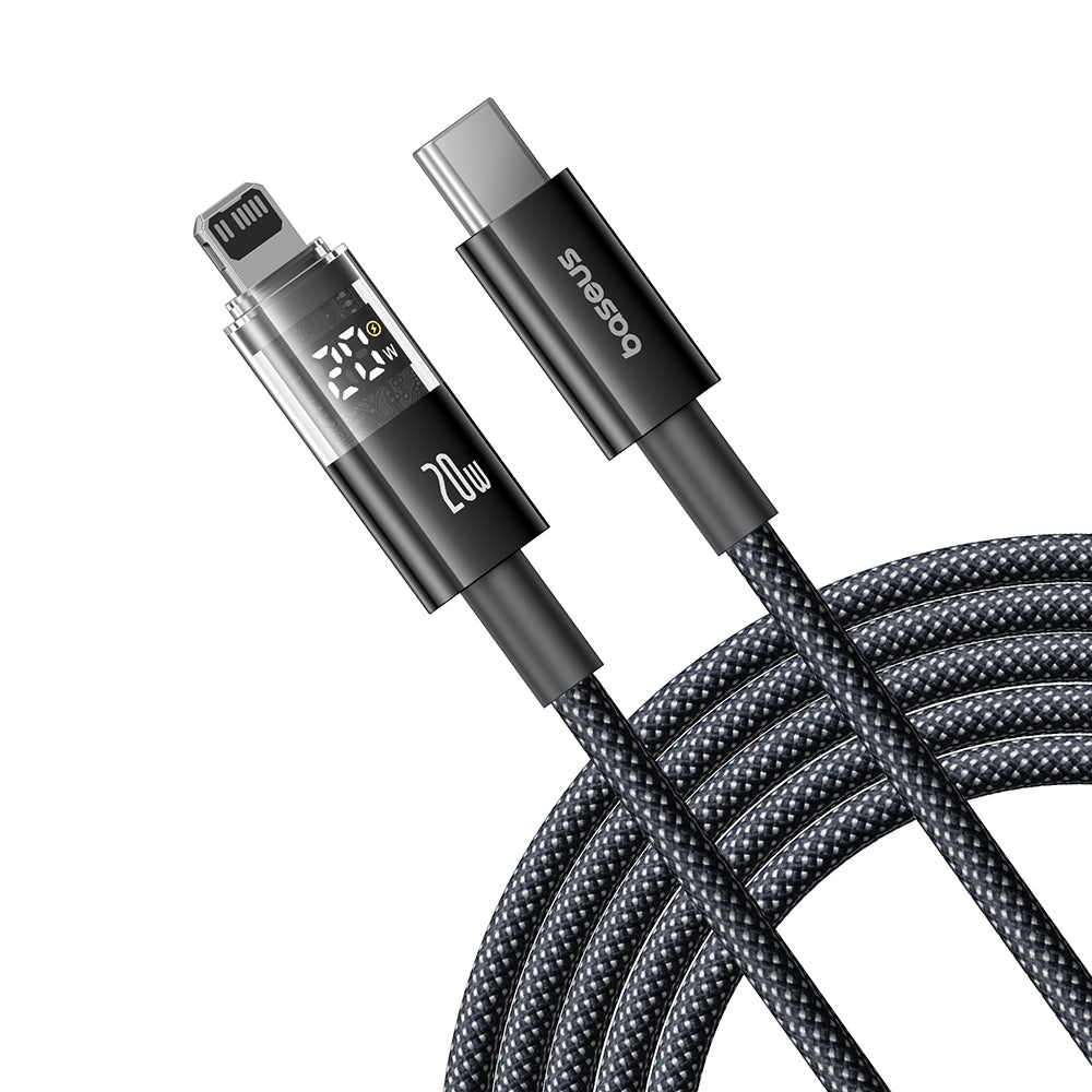 Data- og ladekabel USB-C - Lightning Baseus Display 2, 20W, 2m, Svart P10382703121-01