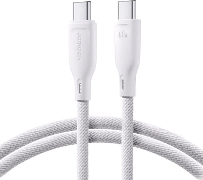 USB-C til USB-C data- og ladekabel Joyroom Multi-Color S-A34, 60W, 1m, Hvit
