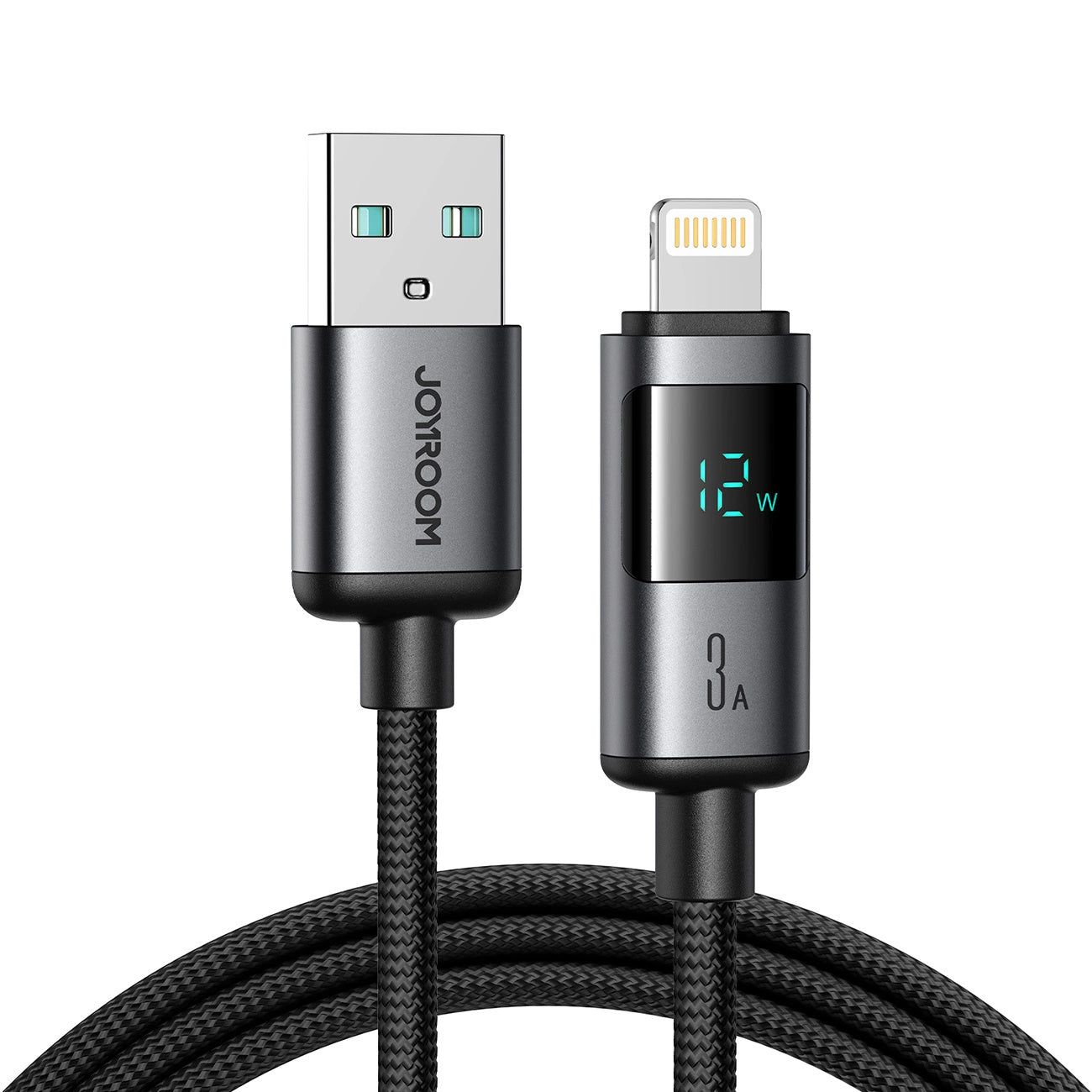 USB-A - Lightning Joyroom S-A16 Pro Prism Display data- og ladekabel, 12W, 1.2m, Svart
