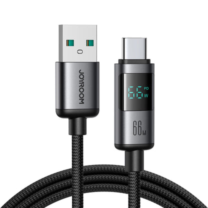 USB-A - USB-C Joyroom S-A16 Pro Prism Display data- og ladekabel, 66W, 1.2m, Svart
