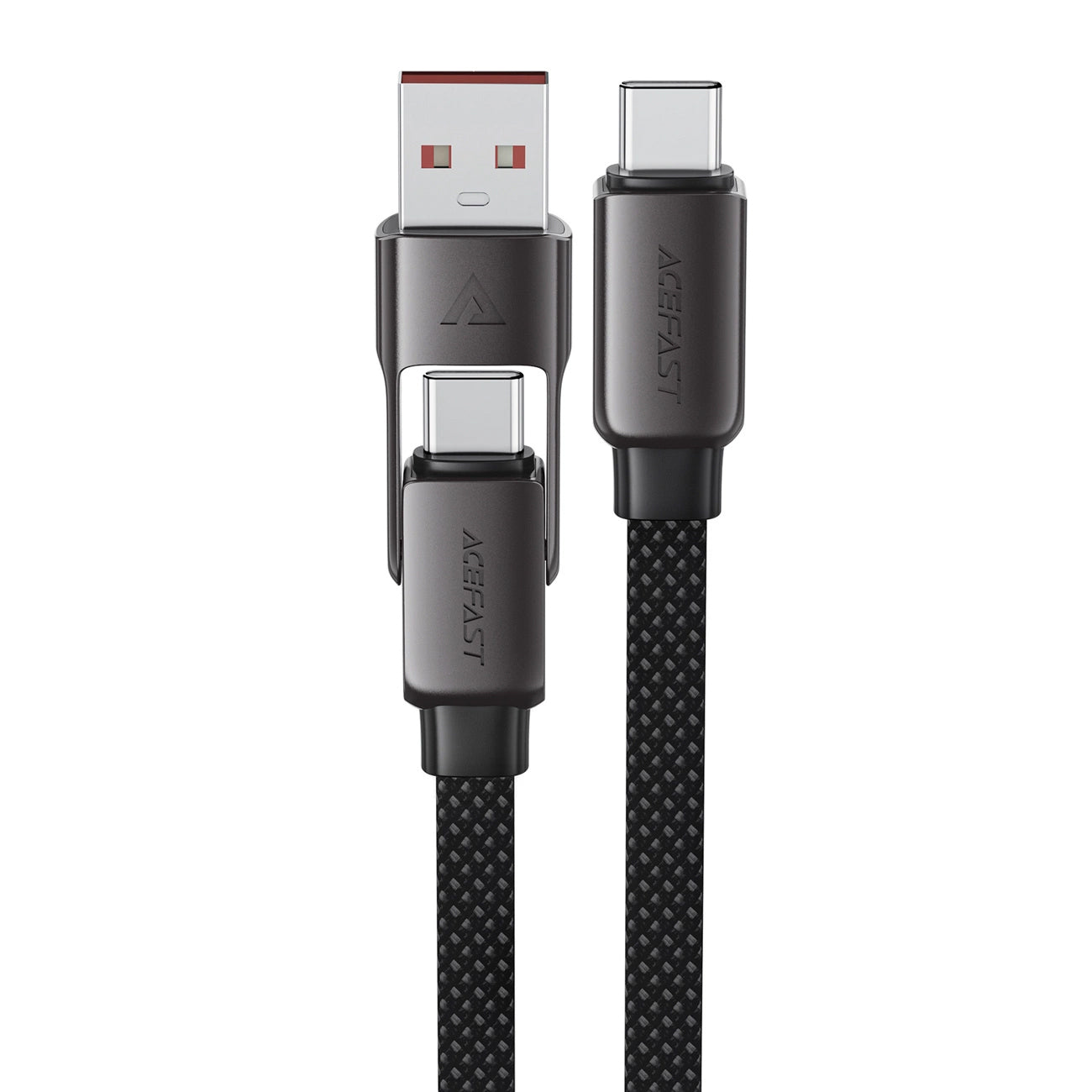 USB-C - USB-A / USB-C Acefast C13-05 data- og ladekabel, 60W, 0.2m, Svart