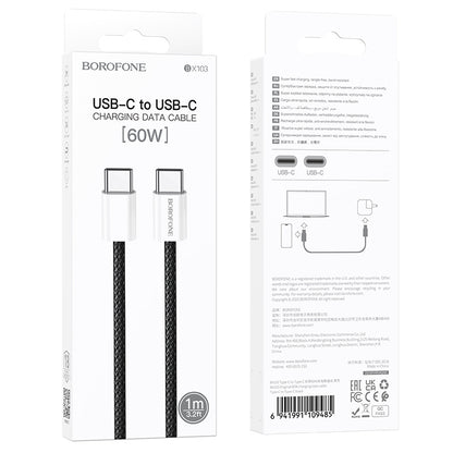 USB-C til USB-C data- og ladekabel Borofone BX103 Original, 60W, 1m, Svart