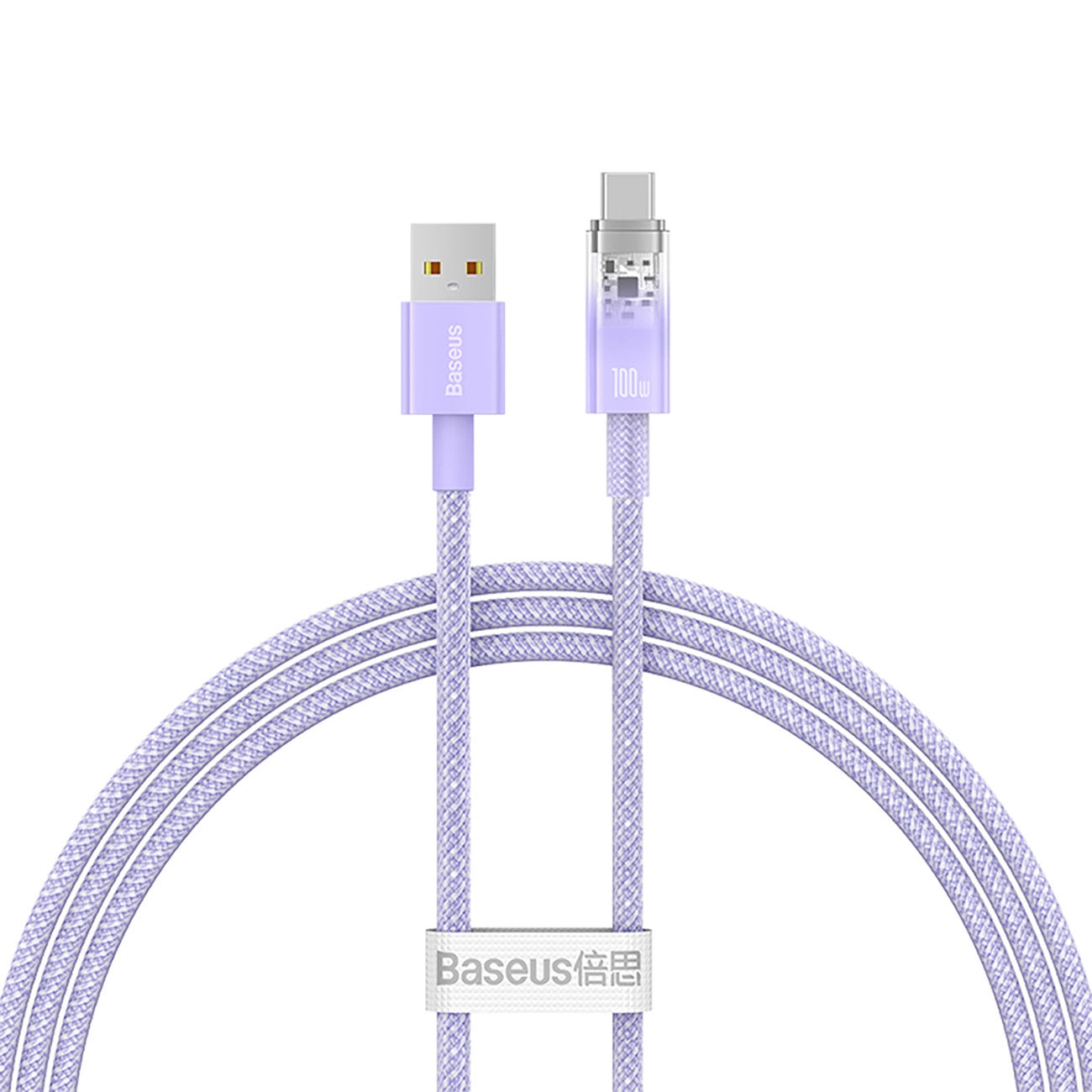 USB-A - USB-C Baseus Explorer data- og ladekabel, 100W, 1m, Lilla CATS010405